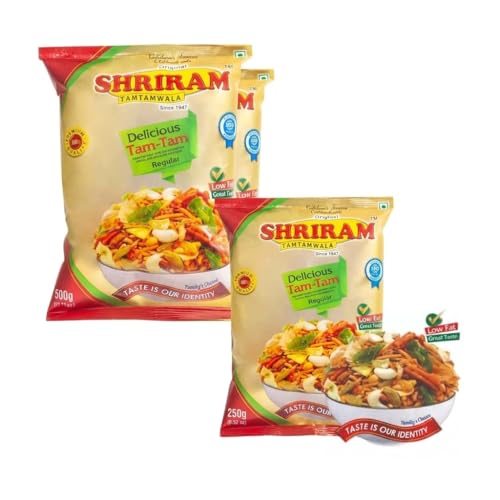 Image of SHRIRAM TAMTAMWALA Delicious Tamtam Regular Mixture Vadodara Tamtam Mix Namkeen (250gm Pack Of 1) and (500g Pack Of 1)