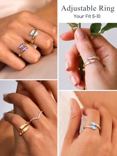 Suplight Birthstone Rings for Women Adjustable Stackable Jewelry for Gift - Image 6