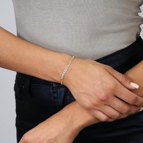 Nuragold 14k Real Yellow Gold Cuban Curb Link 3.5mm Chain Bracelet (7"-9") Italian Jewelry for Men & Women3