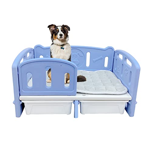 Bounabay Cama elevada para perros refrescante, cama elevada para mascotas, cama de plástico mediana y pequeña con colchón lavable, cama impermeable para perros para uso en interiores o exteriores Cover