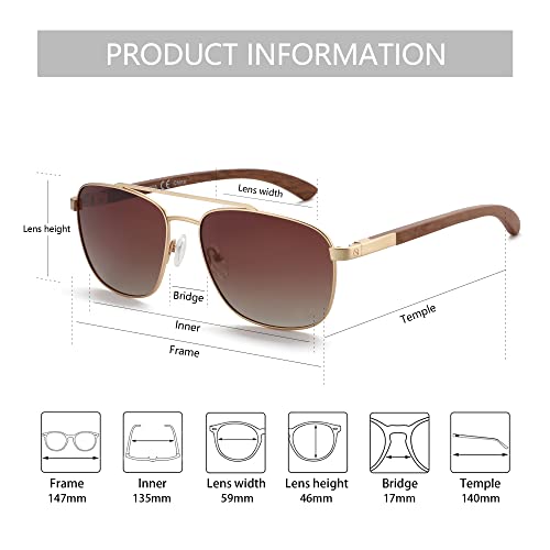 Zenottic Aviator Wood Polarized Sunglasses For Men 100% Uv Protection Fishing Driving Golf #TOP3