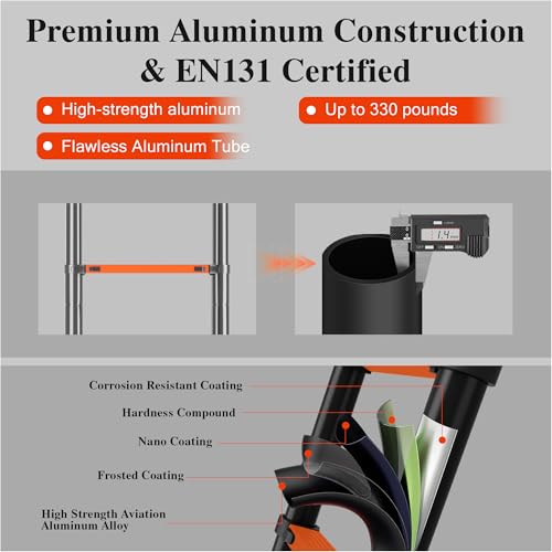 Image of DIAMONDFORGE 12.5 FT Telescopic Aluminum Extension Ladder, Collapsible & Retractable, Adjustable for House, Roof, RV & Travel Trailers, 330 lbs Capacity