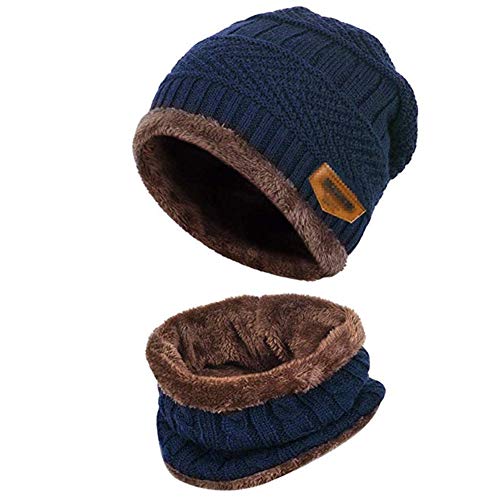 Ecosides Wintermütze Herren Damen Warme Strickmütze und Kreis Schal Set im Freien Schal Beanie Skull Cap für Unisex Winter Outdoor-Sport, Skifahren, Laufen, Skaten Cover