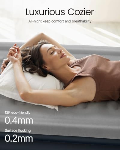 Image of Single Air Bed, Inflatable Mattres With Free Electric Pump, Quick Self-Inflation /Deflation Guest Air Mattress, Blow Up Bed for Home Camping Versatile Sofa Cum Air Folding Sofa Bed-Long-Lasting (A+)