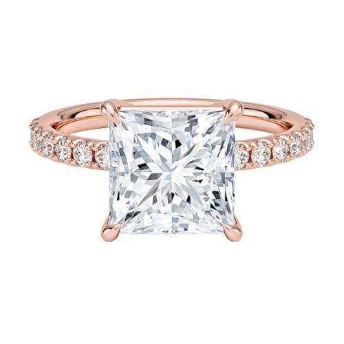3 Ct Princess Cut LAB GROWN Diamond Engagement Ring 10K Rose, 7
