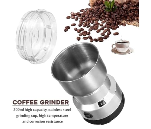 Image of Stainless Steel Mini Electric Grinder - Compact Coffee, Spice, Masala, Nut & Grain Crusher, Portable Premium Material Large Mixer Machine for Home Kitchen Use Unique (Pack of 1)
