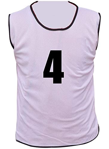 10 MESH BIBS FOOTBALL TRAINING SPORTS BIBS NUMBERED (2-11 OR number of your choice) Front/Back OR Front & Back (White (Back Only), Youth (Men's Small-Medium))