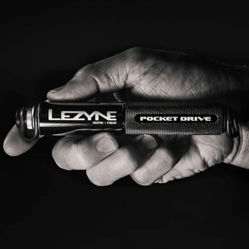 LEZYNE Kieszeń rowerowa ręczna pompa, wysokie ciśnienie 160 PSI, presta i nóż kompatybilny, pompa rowerowa (czarny)