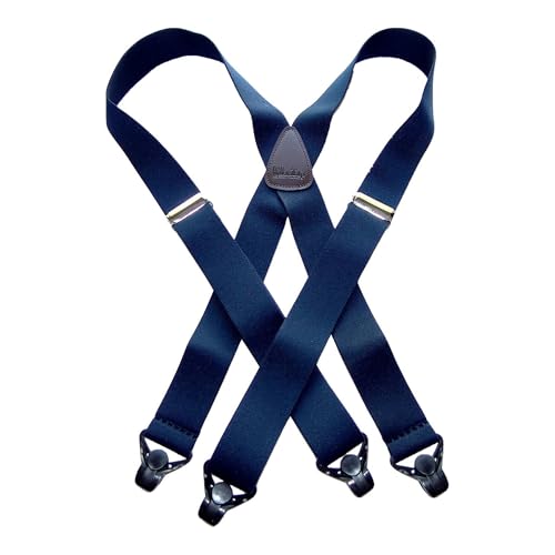 Hold-Up Suspender Co. Holdup Classic Series Basic Blue X-Back Suspenders with patented black Gripper Clasp