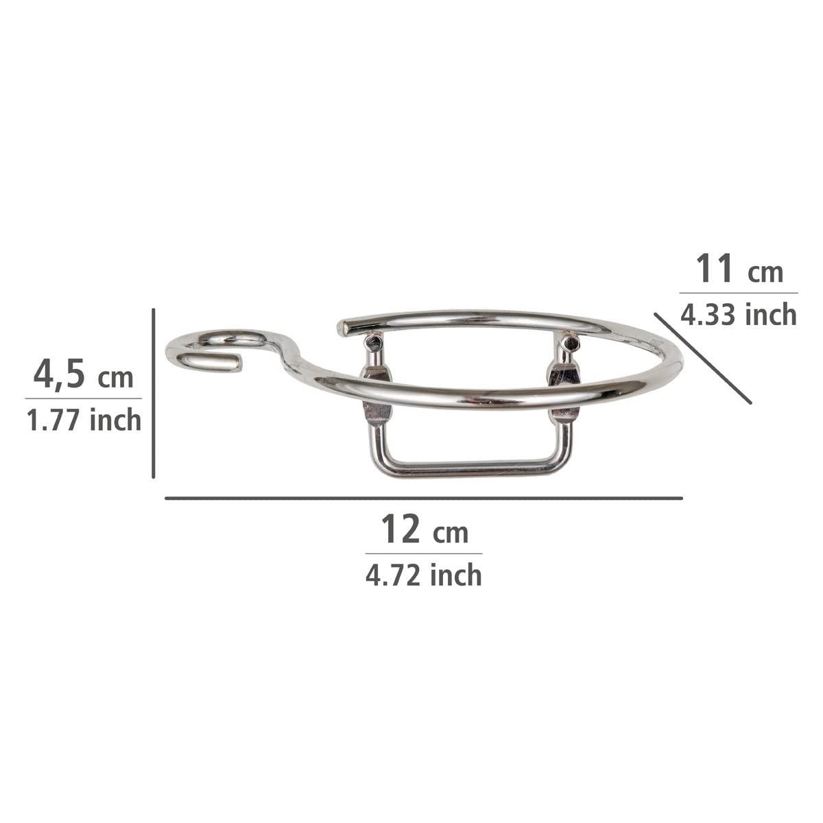 Wenko 18280100 Porta Asciugacapelli Milano con Portacavo per il Montaggio a Parete, Acciaio, 11 x 4,5 x 12 cm, Cromo