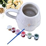 Siuwddee Tazas de Cerámica Blancas para Manualidades - 1 Juego de Pintura DIY Manualidades - Kit DIY para Colorear y Tazas de Árbol de Navidad,Para Regalos De Fiesta De Vacaciones Cumpleaños Niños Y