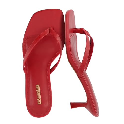Image of CUSHIONAIRE Miami Kitten Heels for Women, Thong Flip Flop Heeled Sandals with Memory Foam, Slip On Dressy Sandal