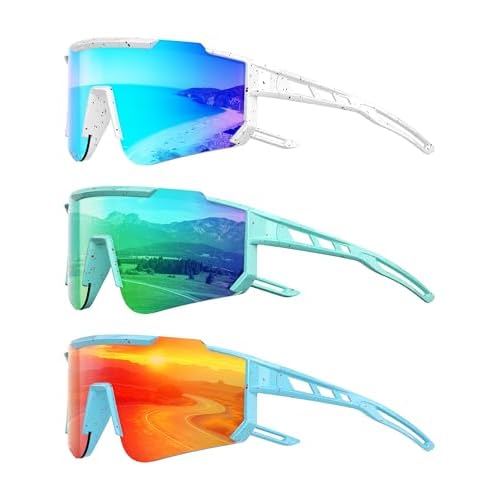 Kids Polarized Baseball Sunglasses - Youth Softball Cycling Sports Sunglasses for Boys Girls Ages 3-12 UV Protection B07-ice Blue/Green/Red
