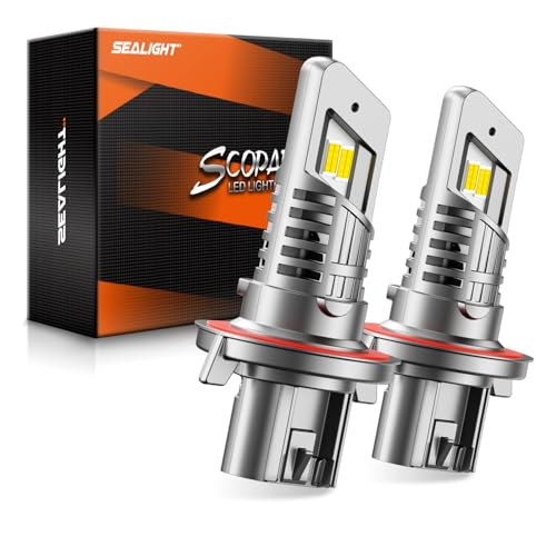 SEALIGHT H13 Bulbs, 30000LM 6500K Cool White H13/9008 Fog Light Bulbs, 1:1 Mini Size, Powersports Accessory Lights or Fog Light with Cooling Fan, Plug-N-Play, Pack of 2