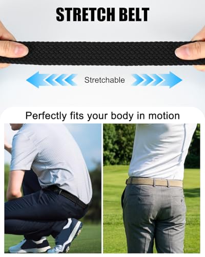 Image of BELTROAD 2 Pack Woven Braided Stretch Belt for Golf, Elastic Belts for Men, Casual Belt Men for Pants Jeans Shorts