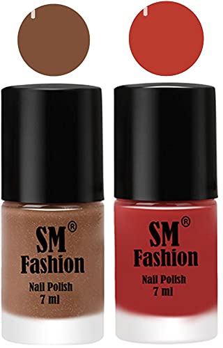Image of Long Lasting Nail Polish | Nail Paint Combo 7 ml Each) - Set of 2 Tan-Dark Peach