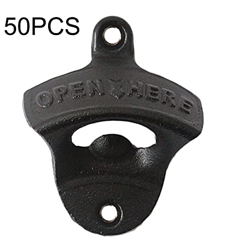 Luwanburg 50 Pcs Black Cast Iron Beer Bottle Opener Wall Mounted Bulk Packs For Man Cave Bar Wood #TOP1
