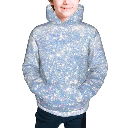 White Bule Glitter Kids Pullover Hoodies Boys Sweatshirts Girls Athletic Clothes with Pocket2
