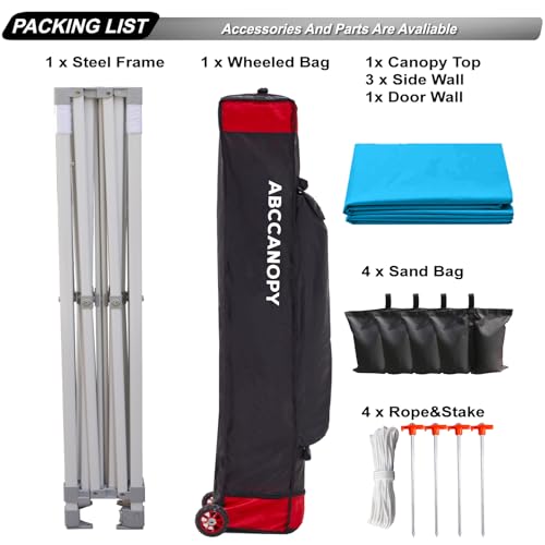 Image of ABCCANOPY Ez Pop Up Canopy Tent with Sidewalls 10x15 Commercial -Series, Sky Blue