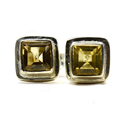 Boucles d'oreilles citrine naturelle princesse argent 925