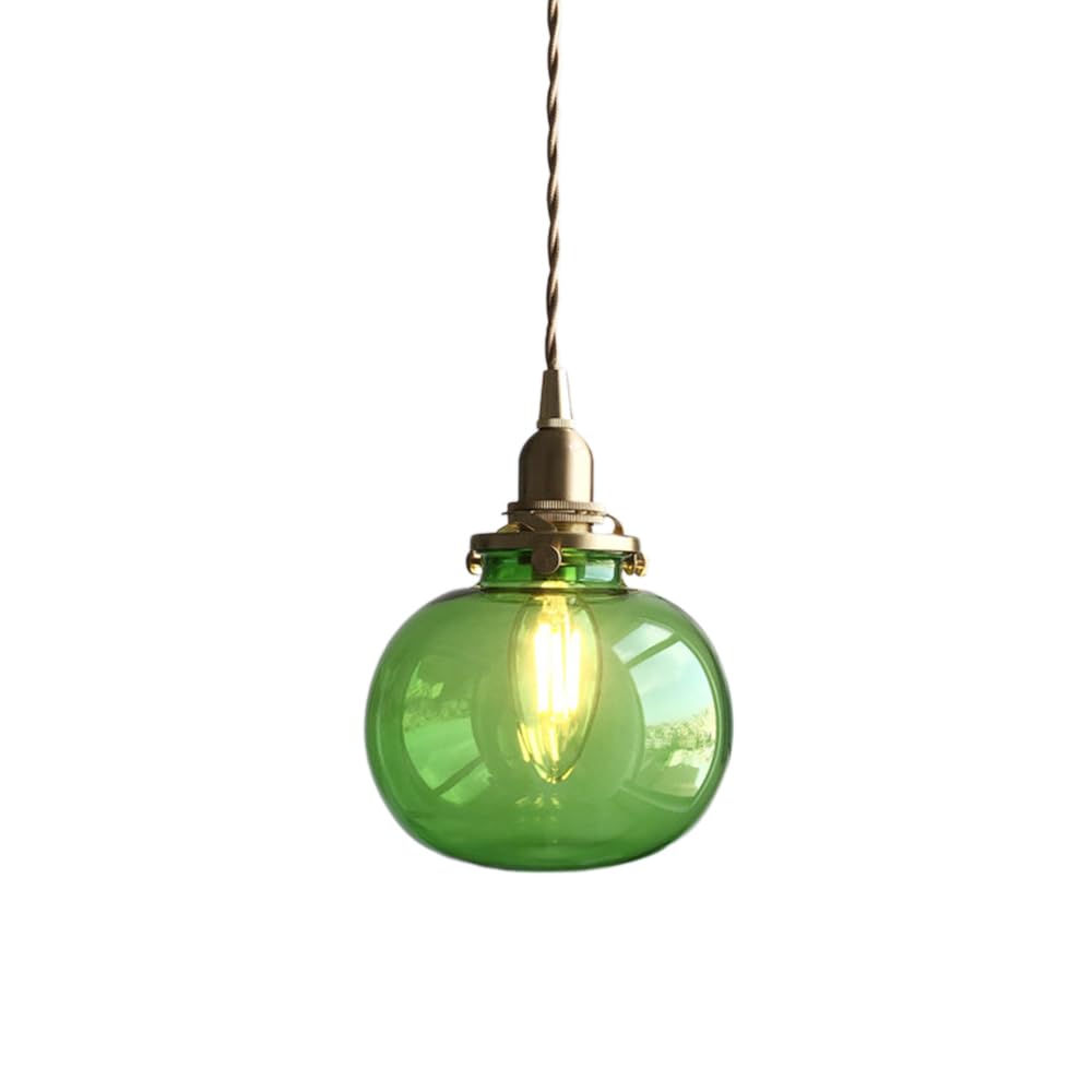 LYMSXAZOU 5″ Glass Pendant Lamp Kitchen Island Lighting Globe Small Handblown Light Shade Ceiling Lamps for Dining Room Chandelier