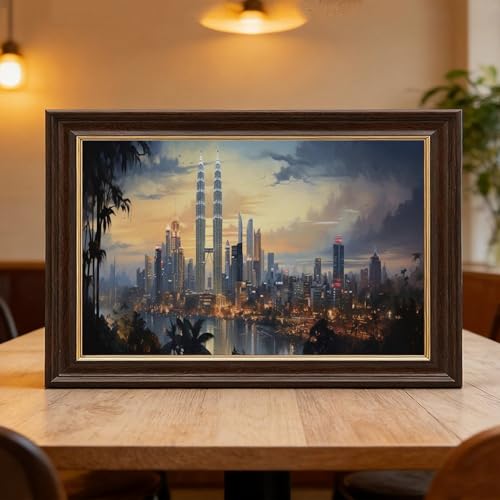 Tableau Kuala Lumpur 30x45 cm - Impression sur toile rétro vue nocturne - 6