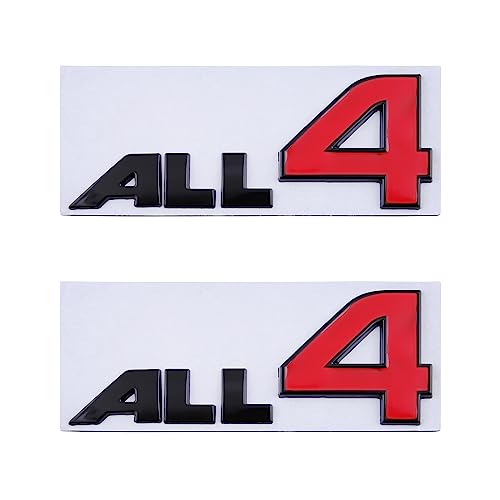 2 adesivi per badge auto con emblema ALL4 (nero rosso)