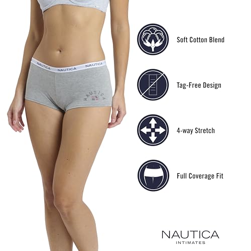 Image of Nautica Women's Cotton Boyshort Underwear Set, 5-Pack
