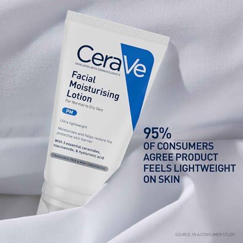 Image of CeraVe PM Facial Moisturizing Lotion For Normal To Dry Skin (52ml) - Formulated With 3 Essential Ceramides, Niacinamide And Hyaluronic Acid | Ultra Lightweight Night Cream