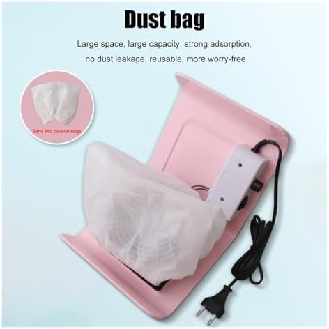 Powerful Nail Dust Collector Vacuum for Acrylic Nails, Strong Suction Nail Cleaner, Professional Nail Tech Dust Collector Machine, Efficient Nail Salon Equipment (Bag 1White10)