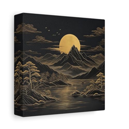 Tableau nature noir et or 15x15 cm pour decoration de salon chic