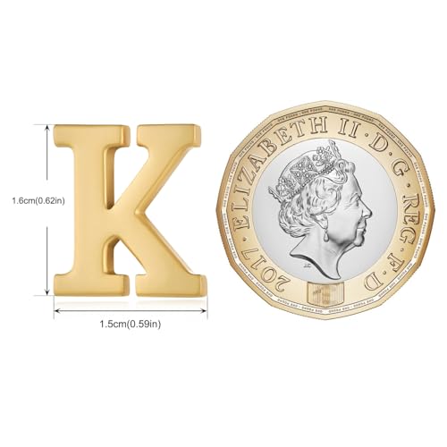 Image of HONEY BEAR Mens Womens Initial Alphabet Letter Lapel Pins Collar Badge Brooches for Business Wedding Graduation Gift Matte Gold 0.59 inches