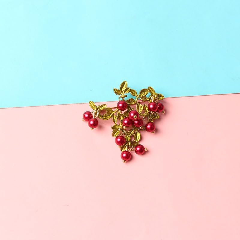 3-Piece Alloy & Enamel Cranberry Brooches, Elegant Blue-Green Fruit Design – Fashionable Women’s Accessories - Image 6