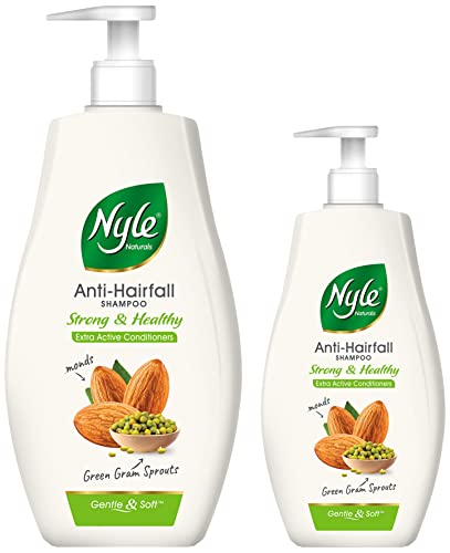 Image of Nyle Naturals Strong & Healthy Anti Hairfall 2 In1 Shampoo With Active Conditioner, 400ml & Nyle Naturals Strong & Healthy Anti Hairfall 2 In1 Shampoo With Active Conditioner, 800ml