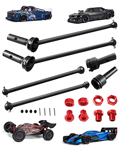 Rcarmumb RC Drive Shaft CVD Axles Upgrades Part for Arrma 1/8 Typhon 6s, 1/7 Felony Limitless Roller Infraction 6s Blx，Steel Front Rear 4PCS Driveshafts w/17mm Wheel Hex Hub Hops Up,Red -  S-Typ6s-4cvd-hub-Rd1