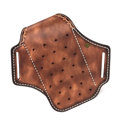 Image of Leather Cell Phone Holster Pouch Belt Case Multitool Camp EDC Sheath-Brown | All-in-One EDC Organizer, Bottom Charging Port, Magnetic Closure, Fits phones up to 6.7 inches,Great for Work or Everyday Use