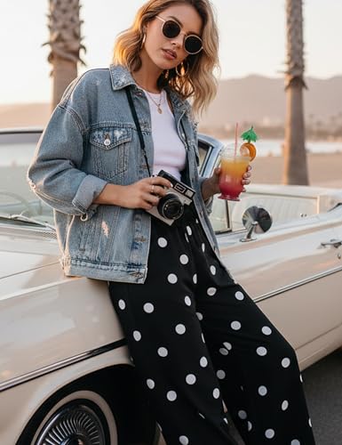Image of MISSACTIVER Women Drawstring Striped Pants Loose Wide Leg Trousers Casual Low Waist Pants Comfy Lounge Pants with Pockets