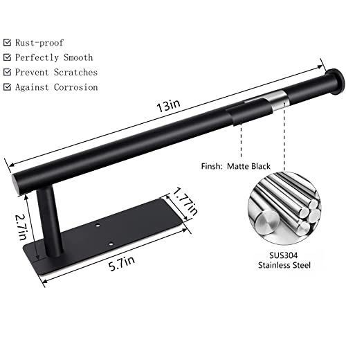 Image of Paper Towel Holder, Under Cabinet Paper Towel Roll Holder Self Adhesive or Drilling, Wall Mounted Matte Black Paper Towel Rack for Kitchen, Bathroom, SUS304 Stainless Steel