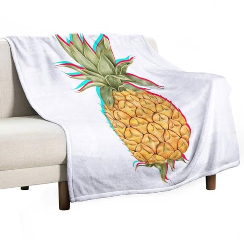 Couverture polaire jaune ananas plaid peluche doux lit canapé 100x127