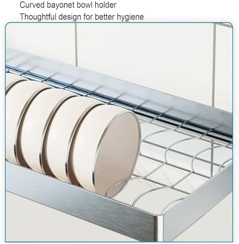 Wall Mounted Stainless Steel Dish Drying Rack, Space-Saving Single Layer Dish Drainer with Hanging Holder – 65x25.7CM, Kitchen Organizer, Silver Finish