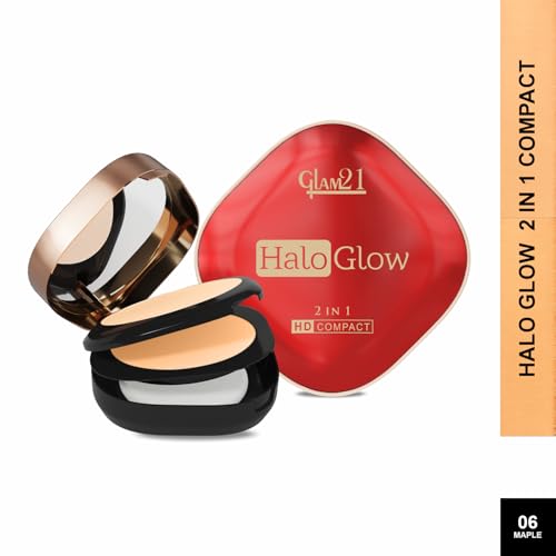 Image of Glam21 Halo Glow 2-in-1 HD Compact | 2 Matte Shades | Velvet Matte & Soft Glow Shimmer | Oil Control, Brightening & Radiant Finish | Enriched with Vitamin E |18gm,Maple
