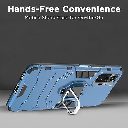 Image of Pikkme Redmi k40 / K40 Pro Back Cover | D5 Tough Armor Bumper | 360 Protection Case | Ring Holder Stand Case for Redmi k40 / K40 Pro (Blue)