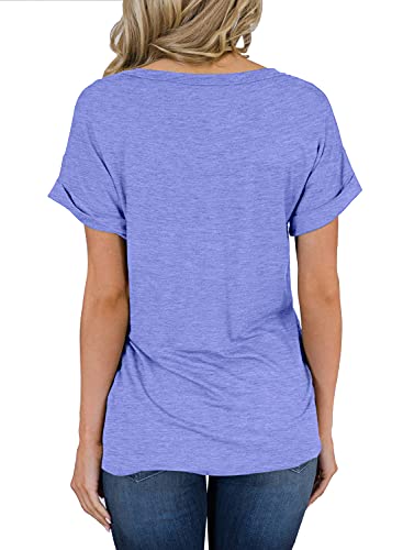 MIHOLL Women's Short Sleeve V-Neck Shirts Loose Casual Tee T-Shirt