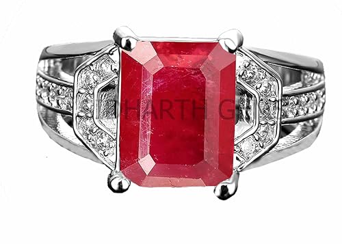 Anillo de rubí manikya natural sin calefacción ajustable para hombre