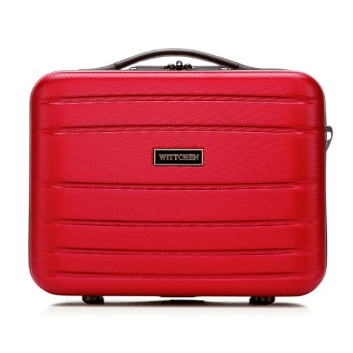 WITTCHEN Globe Line Kosmetikkoffer Reisekoffer Handgepäck Kabinenkoffer Hartschale aus ABS Zahlenschloss | 25 x 33 x 16,5 cm | Rot Lufthansa/Eurowings/Ryanair/Condor/Discover Airlines