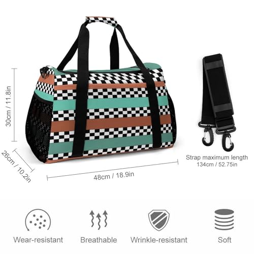 Checkered Stripes Personal Item Bag Travel Duffel Bag Sports Tote Gym Bag Luggage Duffle for Women Men2