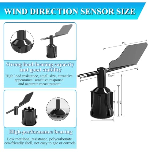 Sensor de velocidad del viento 60 m/s RS485 con salida de dirección 360° 3