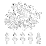 M METERXITY 30-Set Clear Transparent Screws and Hex Nuts Kit, M4x14mm Acrylic Plastic Cross-recessed Round Head Screws for Machine Accessories/DIY Equipment/Model, Hand Tighten Bolts