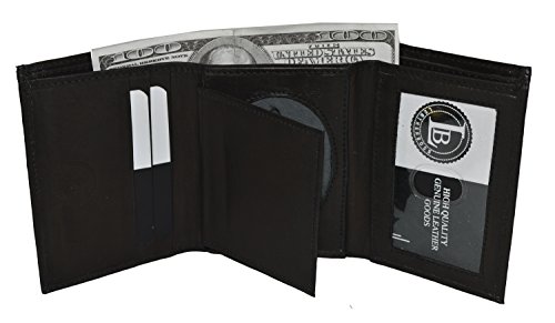 Mens Leather Wallet Sheriff Officer Police Shield Fire Security Id Holder New !2
