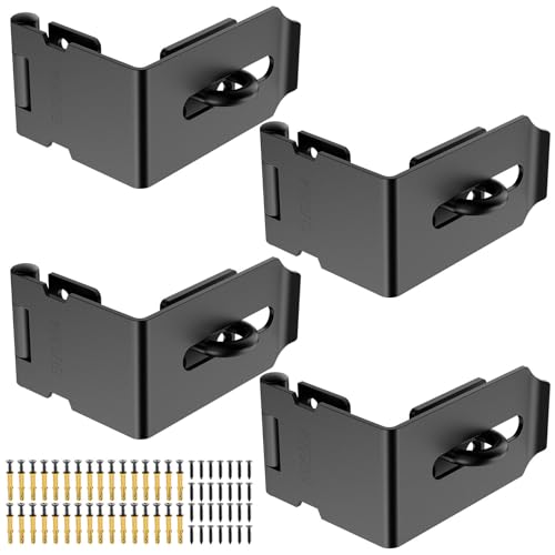 YogePote 90 Degree Hasp Latch, Heavy Duty 304 Stainless Steel Padlock Hasp Lock for Right Angle File Cabinet, Desk Drawer, Tool Box, Mailbox, Bookcase (Black-4pcs)